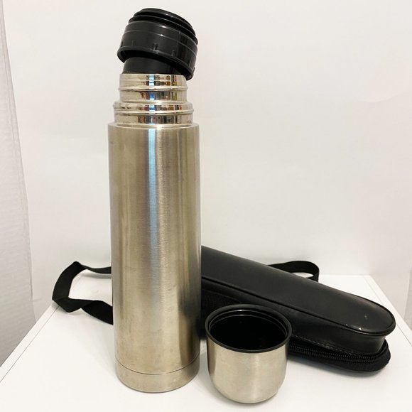 New Stainless Steel Thermal Water Coffee Bottle & Carry Pouch - Picture 5 of 7